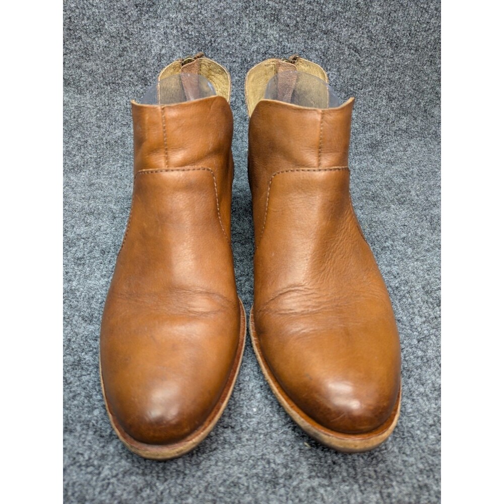 Kork-Ease Leather Ankle Booties Womens 8M Brown Slip On Low Heel Comfort Casual